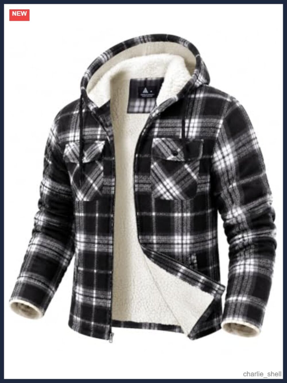 Men's Sherpa Lined Flannel Jacket Hooded Plaid Zip